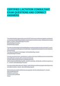 CERTIFIED LACTATION CONSULTANT EXAM QUESTIONS AND CORRECT ANSWERS