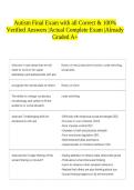 Autism Final Exam with all Correct & 100&percnt; Verified Answers &vert;Actual Complete Exam &vert;Already Graded A&plus;