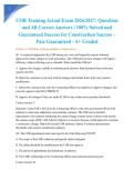 COR Training Actual Exam 2026&sol;2027&colon; Questions and All Correct Answers &vert; 100&percnt; Solved and Guaranteed Success for Construction Success &ndash; Pass Guaranteed - A&plus; Graded