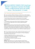 RELIAS LEARNING NURSING TEST Actual Exam 2026&sol;2027&colon; Comprehensive Questions with Multiple Choices &vert; Verified & Revised Answers for Nursing Success &ndash; Pass Guaranteed - A&plus; Graded