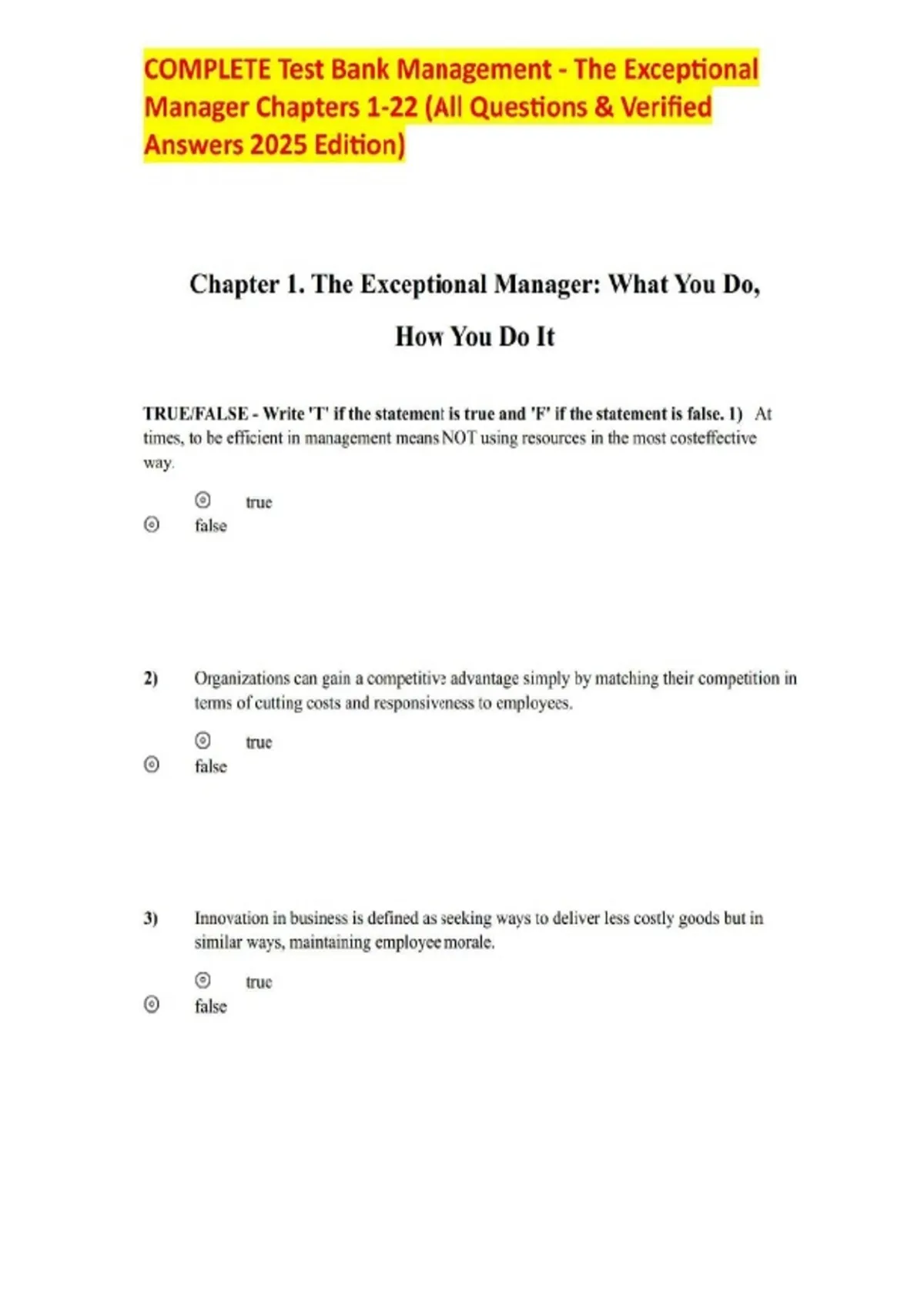 COMPLETE Test Bank Management - The Exceptional Manager Chapters 1-22 ...