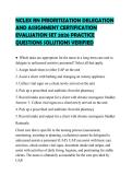 NCLEX RN PRIORITIZATION DELEGATION AND ASSIGNMENT CERTIFICATION EVALUATION SET 2026 PRACTICE QUESTIONS SOLUTIONS VERIFIED