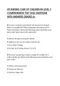 ATI NURSING CARE OF CHILDREN RN LEVEL 3 COMPREHENSIVE TEST 2026 QUESTIONS WITH ANSWERS GRADED A&plus;