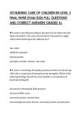ATI NURSING CARE OF CHILDREN RN LEVEL 3 FINAL PAPER EXAM 2026 FULL QUESTIONS AND CORRECT ANSWERS GRADED A&plus;