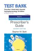 Test Bank For Prescriber's Guide Stahl's Essential Psychopharmacology 7th Edition by Stephen M&period; Stahl&period; ISBN &colon;978-1108926010&period;Complete test bank  Questions And Answers Revised Edition Latest Update&period;
