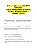 Engineering Economy FINAL EXAM QUESTIONS 2025&sol;2026 WITH CORRECT DETAILED ANSWERS ALREADY GRADED A&plus; <RECENT VERSION>