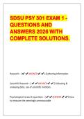 BUNDLE OF SDSU PSY 301 EXAM 1 -  QUESTIONS AND  ANSWERS 2026 WITH  COMPLETE SOLUTIONS&period;