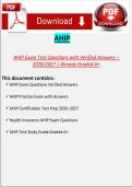 AHIP Exam Test Questions 2026&ndash;2027 &ndash; Verified Answers&comma; Already Graded A&plus;