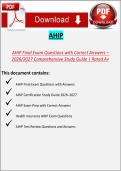 AHIP Final Exam Questions 2026&ndash;2027 &ndash; Comprehensive Study Guide with Correct Answers&comma; Rated A&plus;