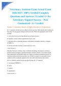 Veterinary Assistant Exam Actual Exam 2026&sol;2027&colon; 100&percnt; Verified Complete Questions and Answers &vert; Graded A&plus; for Veterinary Support Success &ndash; Pass Guaranteed - A&plus; Graded