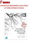 Concepts of Programming Languages &lpar;12th Edition&rpar; by Robert W&period; Sebesta &ndash; Complete Test Bank with Exam Questions and Answers