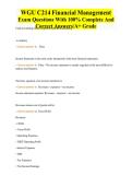 WGU C214 Financial Management Exam &vert; Complete Questions with 100&percnt; Correct Answers &vert; A&plus; Graded Study Guide