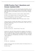 CCRN Practice Test 1 Questions and Answer Updated 2026