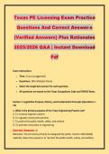 Texas PE Licensing Exam Practice Questions And Correct Answer-s &lpar;Verified Answers&rpar; Plus Rationales 2025&sol;2026 Q&A &vert; Instant Download Pdf