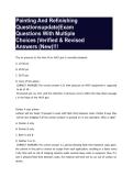 Painting And Refinishing Questionsupdate&vert;Exam Questions With Multiple Choices &vert;Verified & Revised Answers &lpar;New&rpar;&excl;&excl;&excl;