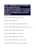 lEVEL 1 PAINTING ACTUAL EXAM ALL QUESTIONS AND WELL ELABORATED ANSWERS TOP RATED VERSION FOR ALREADY A&plus; GRADED HIGHLY RECOMMENDED &vert;NEW AND REVISED