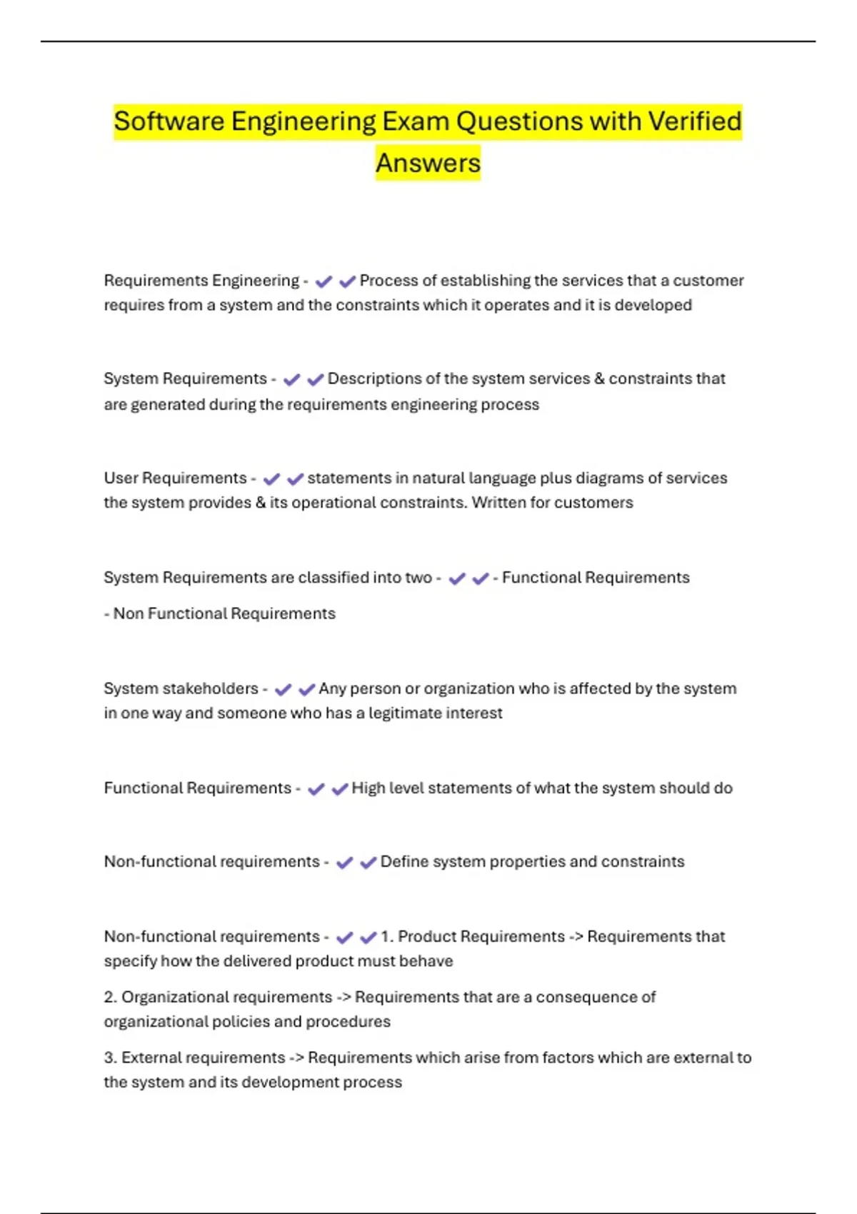 Software Engineering Exam Questions with Verified Answers ...