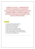 NURSING 101 EXAM 1 &ndash; COMPREHENSIVE  NURSING FUNDAMENTALS ASSESSMENT -  ACTUAL EXAM PRACTICE QUESTIONS AND 100&percnt;  VERIFIED CORRECT ANSWERS &vert; COMPLETE  EXAM PREP TESTBANK &vert; GUARANTEED PASS &vert;  INSTANT DOWNLOAD PDF