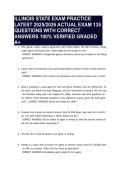 ILLINOIS STATE EXAM PRACTICE LATEST 2025&sol;2026 ACTUAL EXAM 135 QUESTIONS WITH CORRECT ANSWERS 100&percnt; VERIFIED GRADED A&plus;