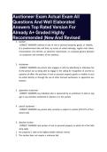 Auctioneer Exam Actual Exam All Questions And Well Elaborated Answers Top Rated Version For Already A&plus; Graded Highly Recommended &vert;New And Revised