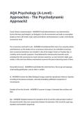 AQA Psychology &lpar;A-Level&rpar; - Approaches - The Psychodynamic Approach Exam Questions & Answers