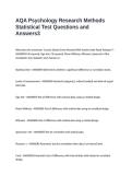AQA Psychology Research Methods Statistical Test Questions and Answers