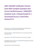 ANCC AGACNP Certification Practice  Exam With Complete Questions And  Correct Verified Answers &vert; 2026&sol;2027  Academic Cycle &vert; Already Graded A&plus; &vert;  Guaranteed Success &vert; Brand New  Version&excl;&excl;&excl;&excl;&excl;&excl;&excl;