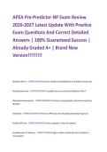 APEA Pre-Predictor NP Exam Review  2026-2027 Latest Update With Practice  Exam Questions And Correct Detailed  Answers &vert; 100&percnt; Guaranteed Success &vert;  Already Graded A&plus; &vert; Brand New  Version&excl;&excl;&excl;&excl;&excl;&excl;&excl;&excl;&excl; 