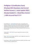 Firefighter 2 &lpar;Certification Exam&rpar;  &lbrack;Practice&rsqb; With Questions And Correct  Verified Answers &vert; Latest Update 2026 &vert;  Already Graded A&plus; &vert; Brand New Version  &vert; 100&percnt; Assured Pass&excl;&excl;&excl;&excl;&excl;&excl;&excl;&excl;