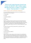 Property and Casualty Insurance License Exam Practice Test 2026&sol;2027&colon; 100&percnt; Verified Complete Questions and Answers &vert; Graded A&plus; for Insurance Success &ndash; Pass Guaranteed - A&plus; Graded