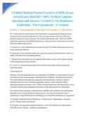 Certified Medical Practice Executive &lpar;CMPE&rpar; Exam Actual Exam 2026&sol;2027&colon; 100&percnt; Verified Complete Questions and Answers &vert; Graded A&plus; for Healthcare Leadership &ndash; Pass Guaranteed - A&plus; Graded