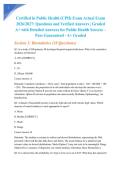 Certified in Public Health &lpar;CPH&rpar; Exam Actual Exam 2026&sol;2027&colon; Questions and Verified Answers &vert; Graded A&plus; with Detailed Answers for Public Health Success &ndash; Pass Guaranteed - A&plus; Graded