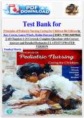 Test Bank for  Principles of Pediatric Nursing Caring for Children 8th Edition by  Kay Cowen&comma; Laura Wisely&comma; Robin Dawson &vert;&vert; ISBN&colon; 9780136859840  &vert;&vert; All Chapters 1-31 Covered&comma; Complete Questions with Correct  Answers and Detailed Ratiọnales &vert;&vert; LATEST UPDAT