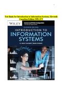 Introduction to Information Systems &lpar;11th Canadian Edition&rpar; &ndash; Test Bank &vert; Exam-Ready Questions with Complete Chapter Coverage