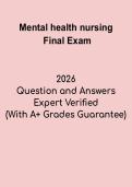 Mental Health Nursing Final Exam &vert; Psychiatric Nursing Study Guide PDF
