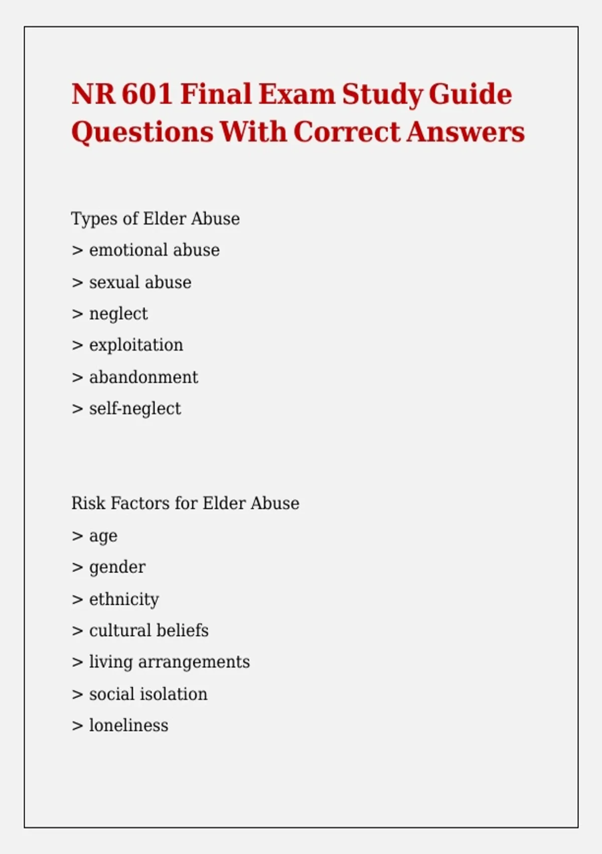 NR 601 Final Exam Study Guide Questions With Correct Answers - NR 601 ...