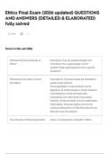 Ethics Final Exam &lpar;2026 updated&rpar; QUESTIONS AND ANSWERS &lpar;DETAILED & ELABORATED&rpar; fully solved