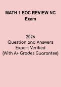 Math 1 EOC Review NC &vert; North Carolina End-of-Course Study Guide PDF