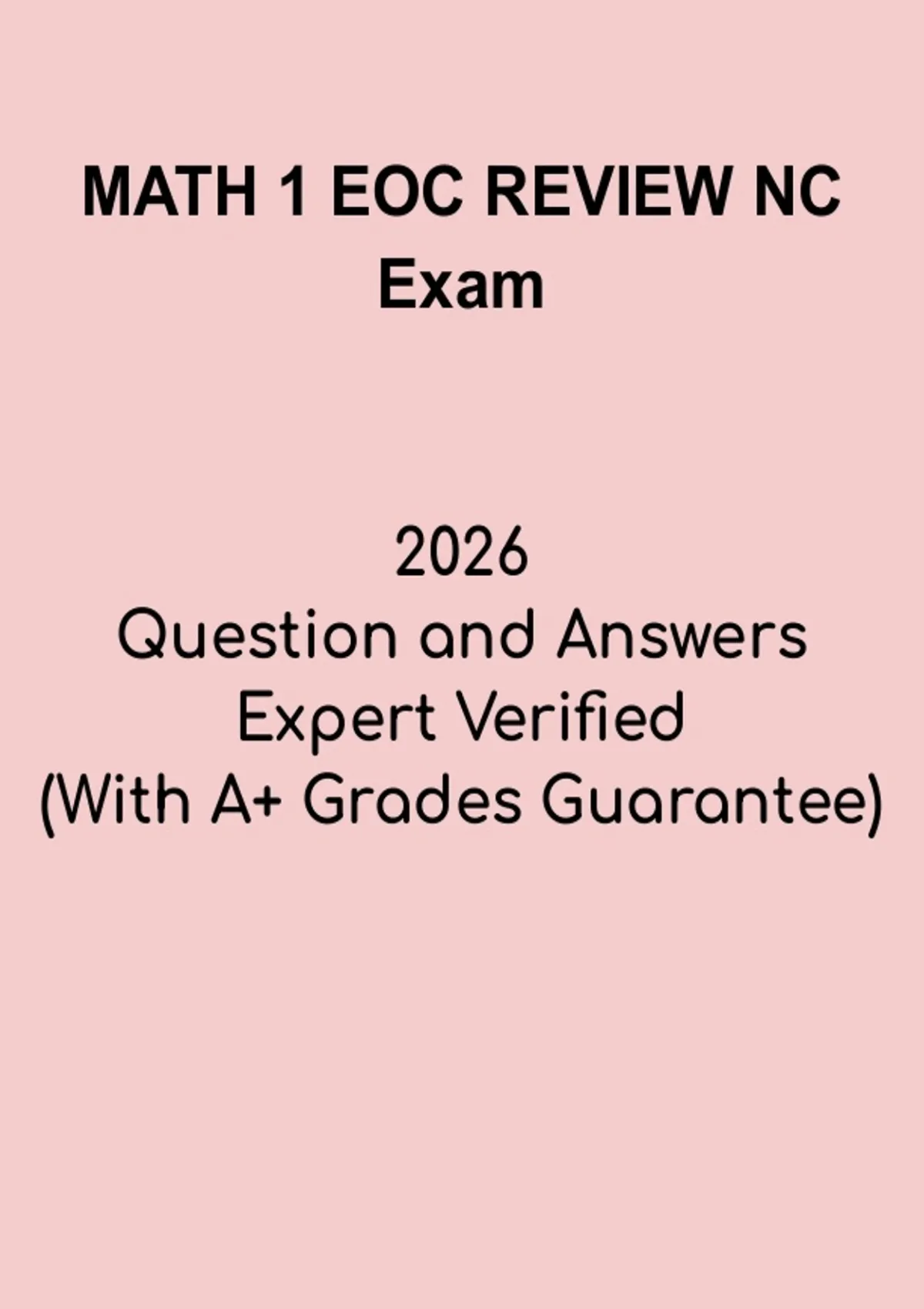 Math 1 EOC Review NC | North Carolina End-of-Course Study Guide PDF ...