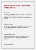 public health exam 2 questions with answers
