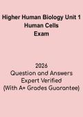 Higher Human Biology Unit 1 &ndash; Human Cells &vert; Cell Structure&comma; Functions and Biology Study Guide
