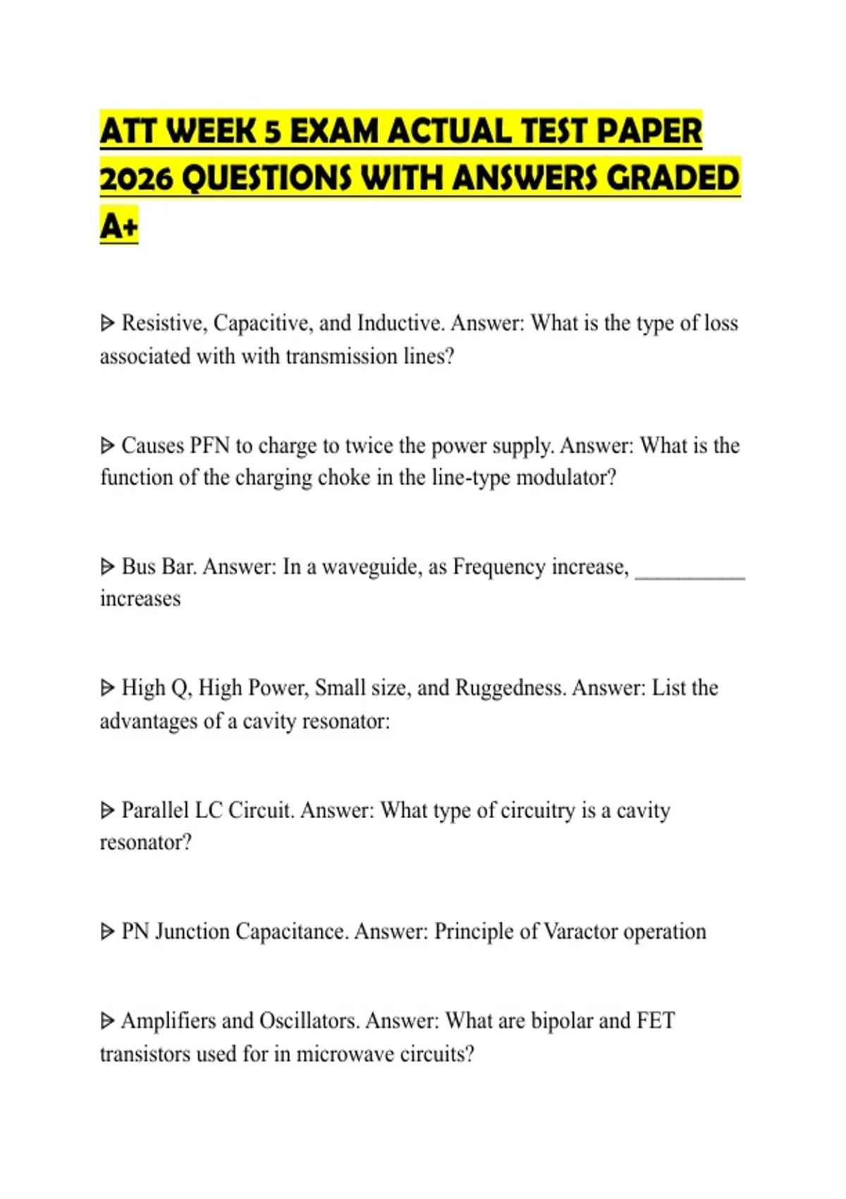 ATT WEEK 5 EXAM ACTUAL TEST PAPER 2026 QUESTIONS WITH ANSWERS GRADED A+ ...