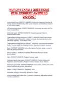 NUR&sol;210 EXAM 3 QUESTIONS  WITH CORRECT ANSWERS  2026&sol;2027 