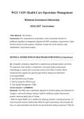 WGU C429 Health Care Operations Management ACTUAL EXAM 2026&sol;2027 &vert; Version 1 &vert; Real Exam Q&A &vert; Verified Test Bank &vert; Pass Guaranteed - A&plus; Graded