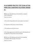 AU 60 MISSED PRACTICE TEST EXAM ACTUAL PAPER 2026 QUESTIONS SOLUTIONS GRADED A&plus;