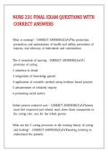 NURS 231 FINAL EXAM QUESTIONS WITH CORRECT ANSWERS &comma;