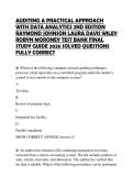 AUDITING A PRACTICAL APPROACH WITH DATA ANALYTICS 2ND EDITION RAYMOND JOHNSON LAURA DAVIS WILEY ROBYN MORONEY TEST BANK FINAL STUDY GUIDE 2026 SOLVED QUESTIONS FULLY CORRECT