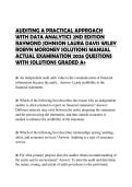 AUDITING A PRACTICAL APPROACH WITH DATA ANALYTICS 2ND EDITION RAYMOND JOHNSON LAURA DAVIS WILEY ROBYN MORONEY SOLUTIONS MANUAL ACTUAL EXAMINATION 2026 QUESTIONS WITH SOLUTIONS GRADED A&plus;