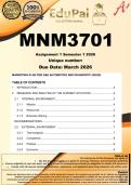 MNM3701 Assignment 1 &lpar;COMPLETE ANSWERS&rpar; Semester 1 2026 - DUE March 2026