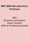 MIST 2090 UGA Jetha Part A Final Exam &vert; Information Systems Study Guide